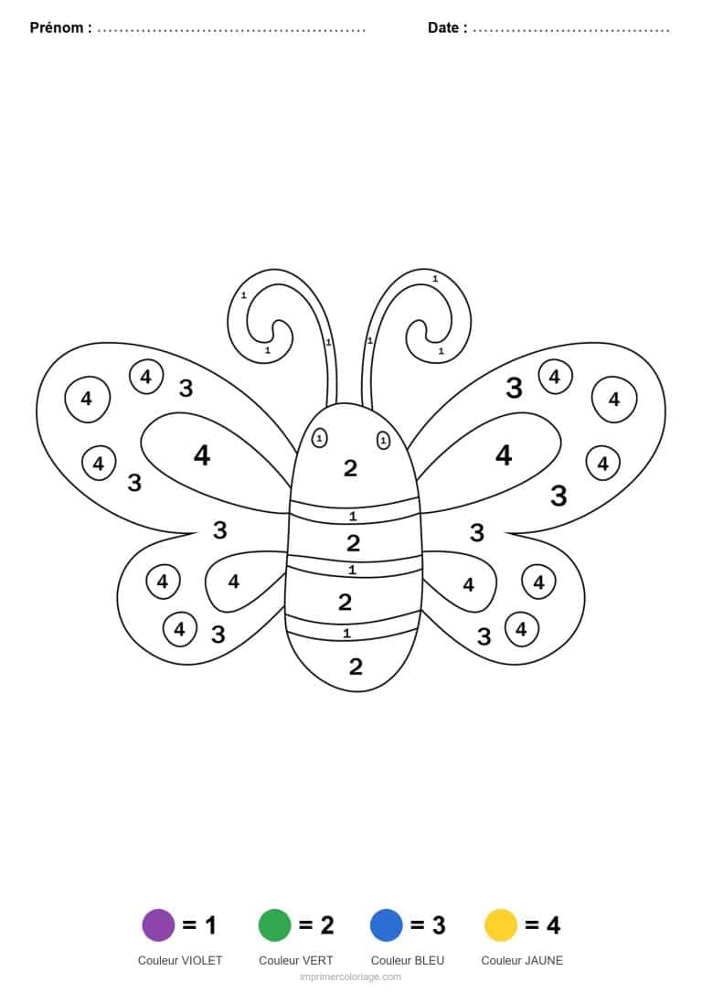 coloriage magique maternelle papillon, dessin gratuit &agrave; imprimer