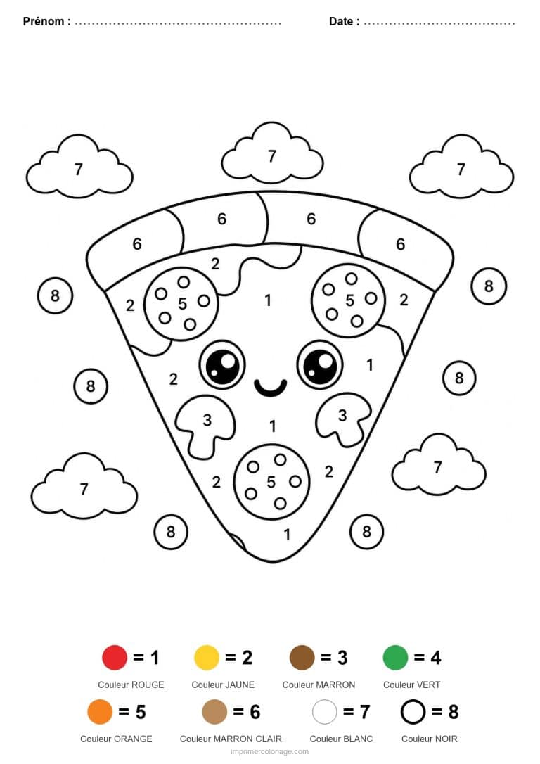 coloriage magique maternelle part de pizza, dessin gratuit &agrave; imprimer