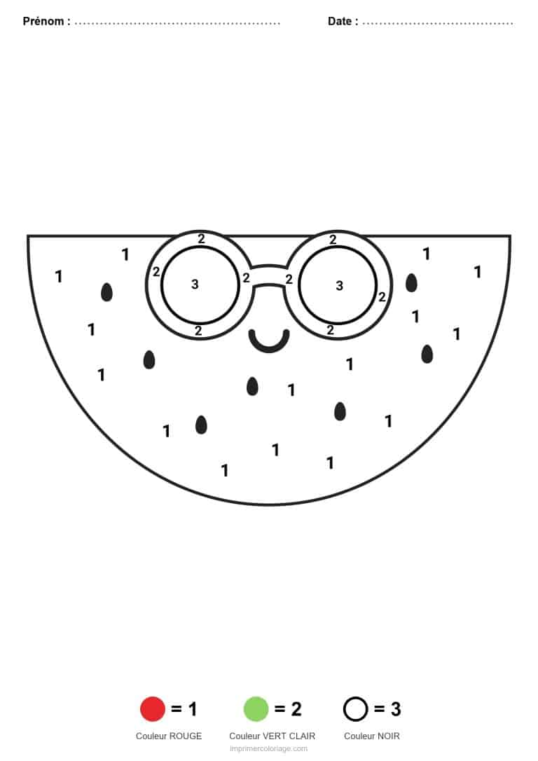 coloriage magique maternelle pasteque, dessin gratuit &agrave; imprimer