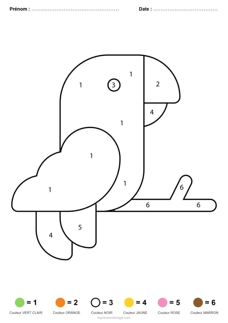 coloriage magique maternelle perroquet 2, dessin gratuit &agrave; imprimer