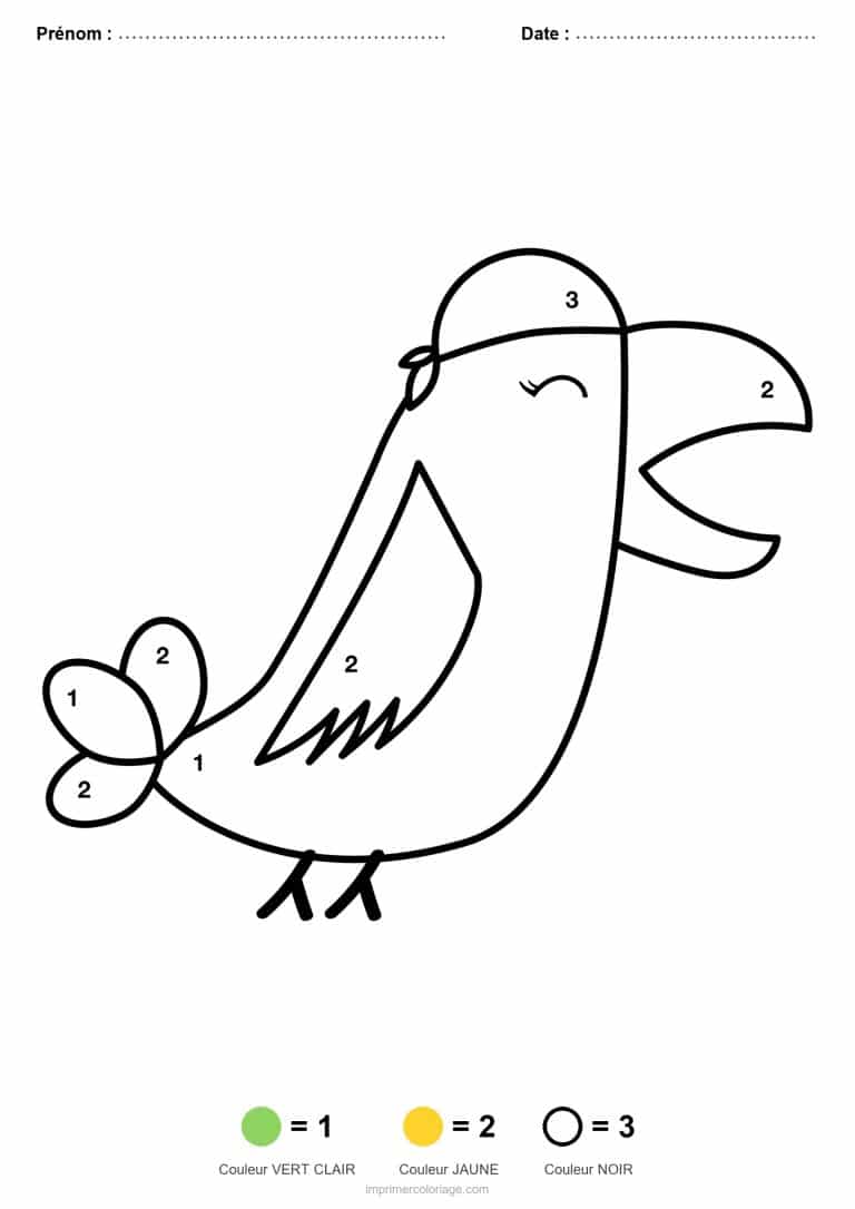 coloriage magique maternelle perroquet 3, dessin gratuit &agrave; imprimer