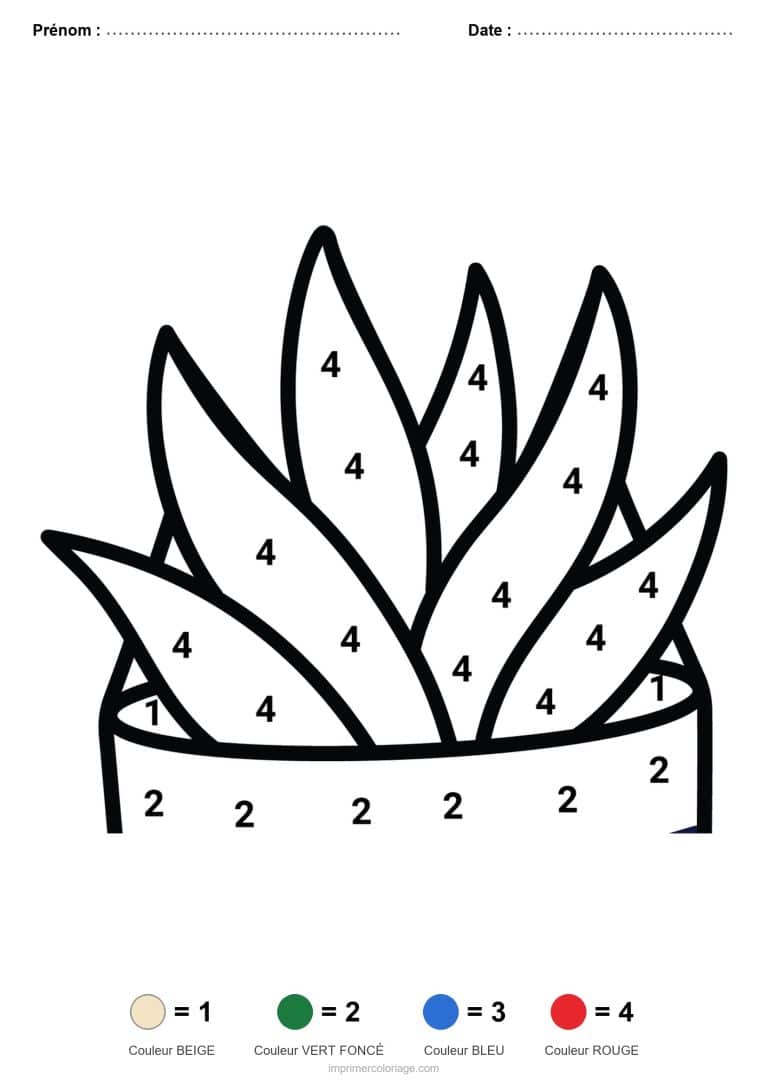 coloriage magique maternelle plante en pot, dessin gratuit &agrave; imprimer