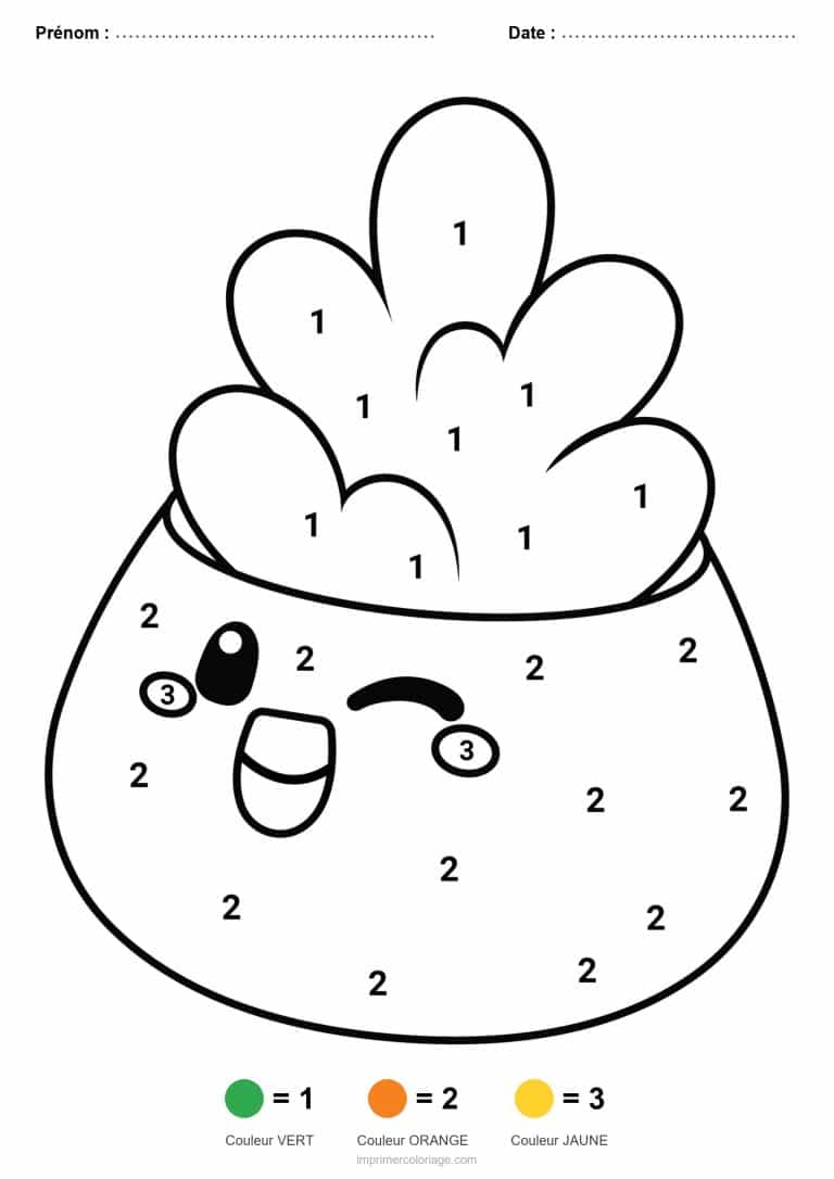 coloriage magique maternelle plante souriante, dessin gratuit &agrave; imprimer