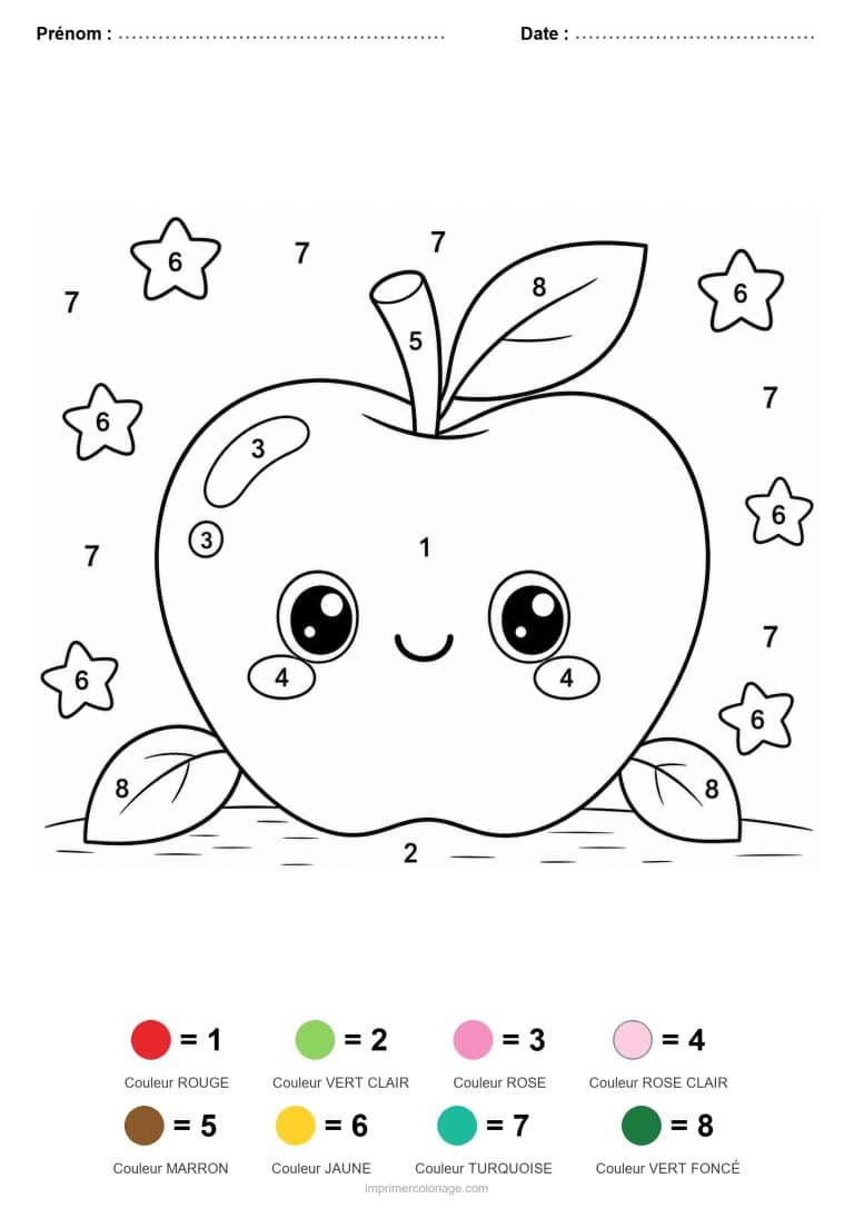 coloriage magique maternelle pomme 2, dessin gratuit &agrave; imprimer