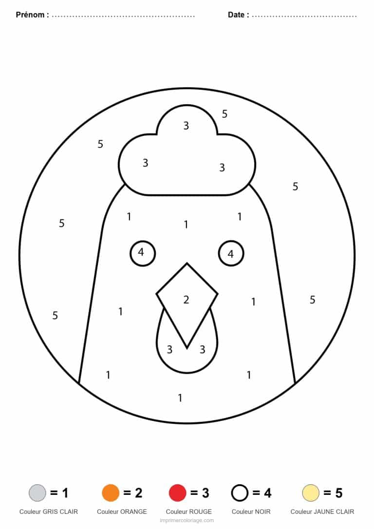 coloriage magique maternelle poule, dessin gratuit &agrave; imprimer