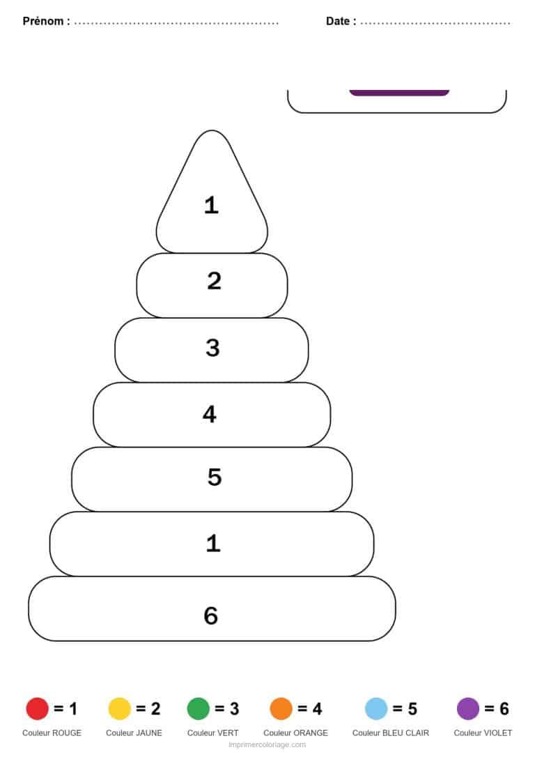 coloriage magique maternelle pyramide d anneaux, dessin gratuit &agrave; imprimer