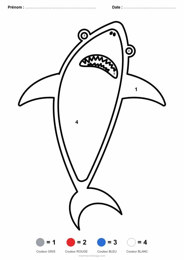 coloriage magique maternelle requin, dessin gratuit &agrave; imprimer