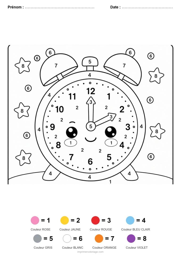 coloriage magique maternelle reveil, dessin gratuit &agrave; imprimer