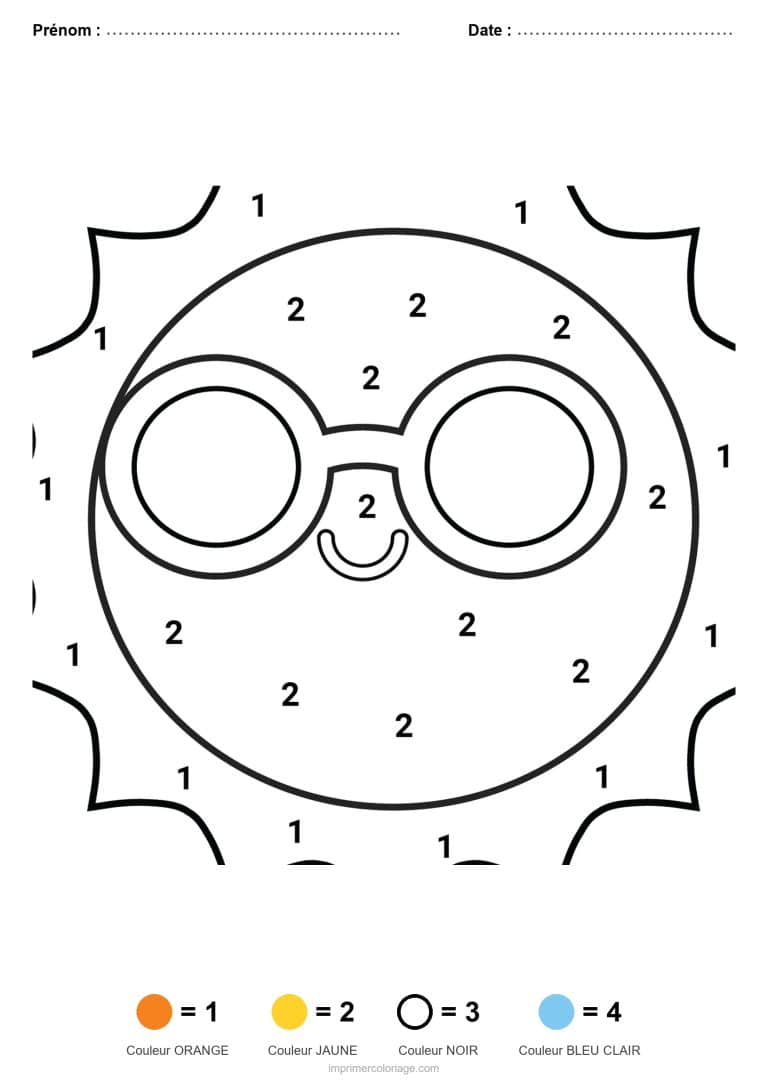 coloriage magique maternelle soleil a lunettes, dessin gratuit &agrave; imprimer