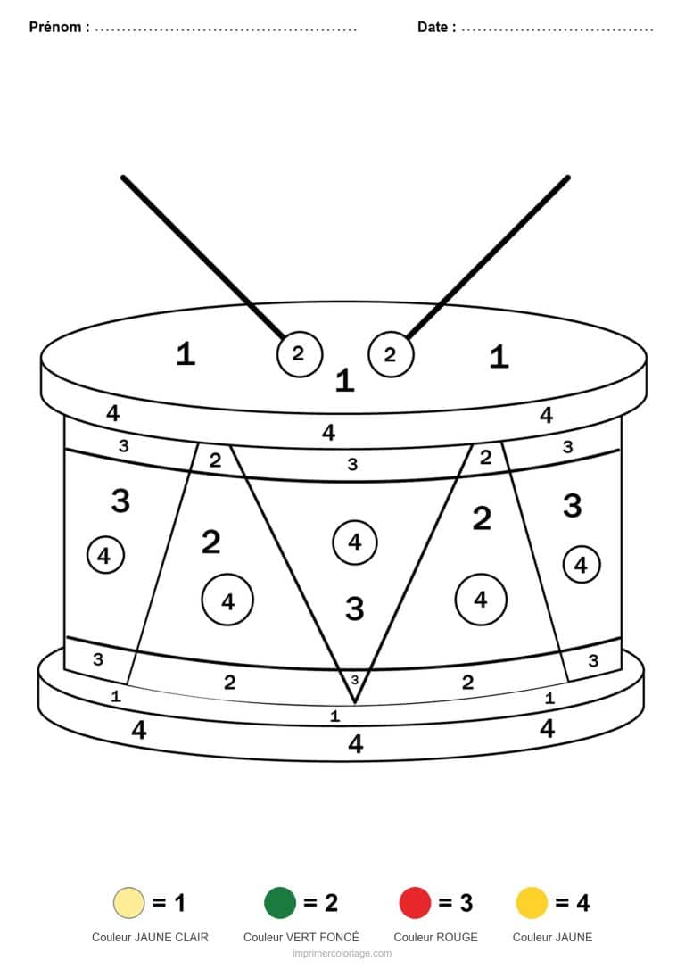 coloriage magique maternelle tambour, dessin gratuit &agrave; imprimer