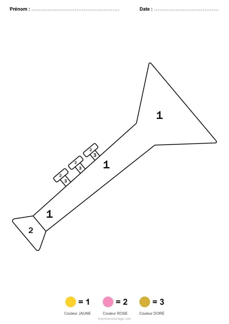coloriage magique maternelle trompette, dessin gratuit &agrave; imprimer