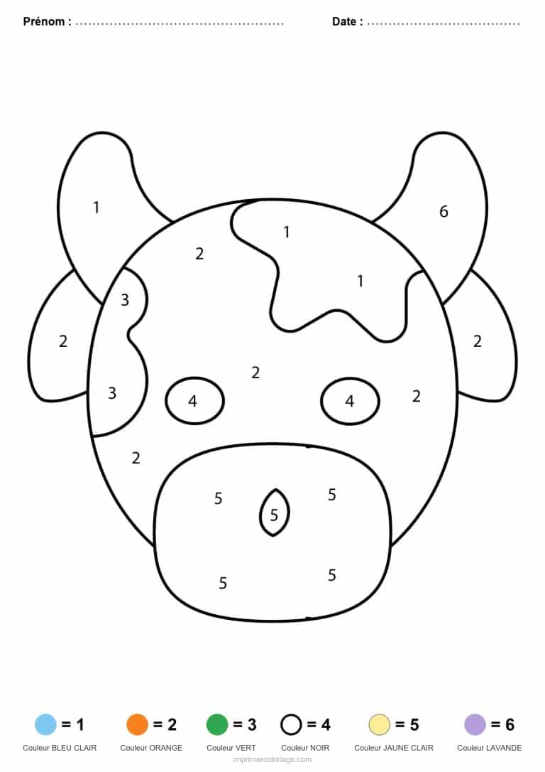 coloriage magique maternelle vache, dessin gratuit &agrave; imprimer