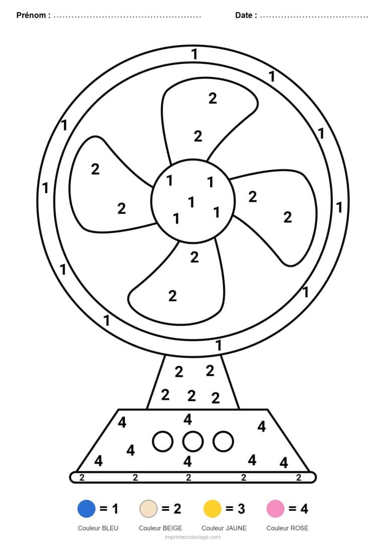coloriage magique maternelle ventilateur, dessin gratuit &agrave; imprimer