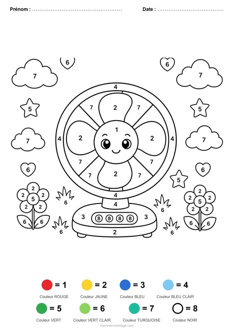 coloriage magique maternelle ventilateur fleur, dessin gratuit &agrave; imprimer