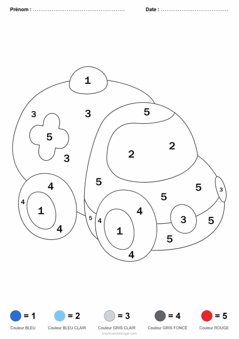coloriage magique maternelle voiture, dessin gratuit &agrave; imprimer