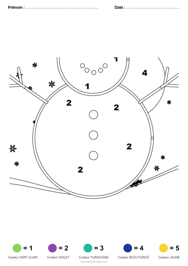 coloriage magique noel bonhomme de neige 12, dessin gratuit &agrave; imprimer