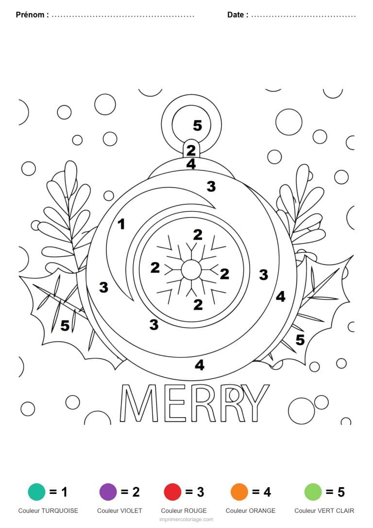 coloriage magique noel boule de noel 2, dessin gratuit &agrave; imprimer