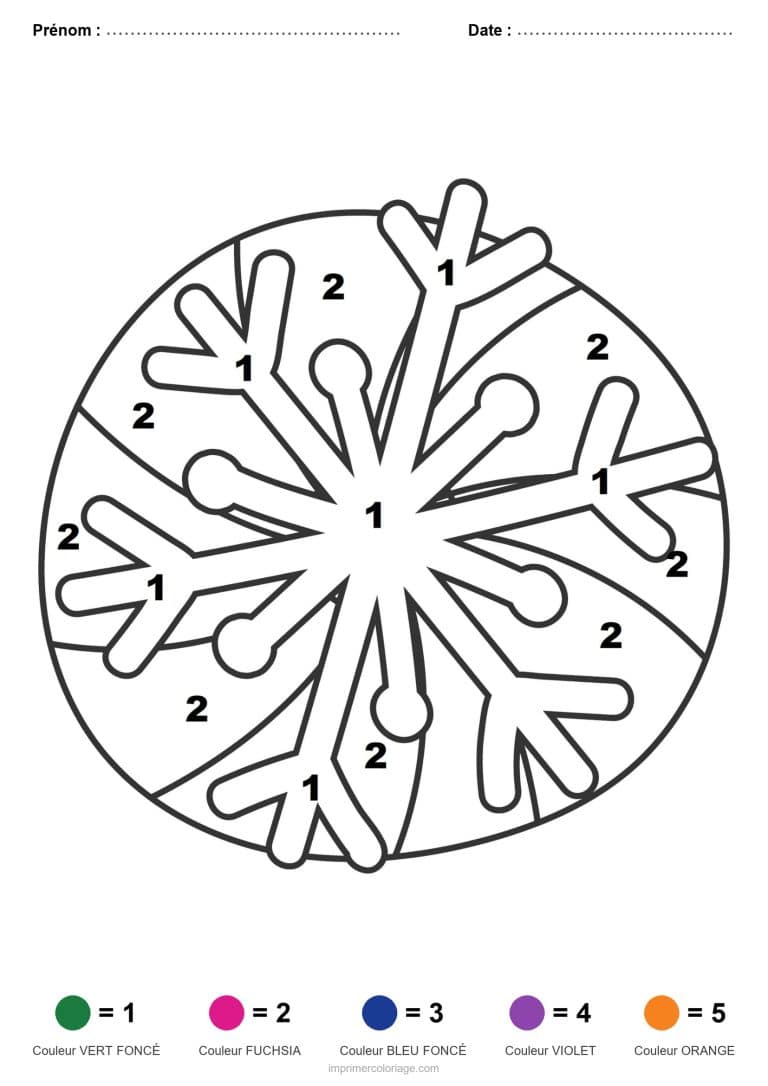 coloriage magique noel boule flocon, dessin gratuit &agrave; imprimer