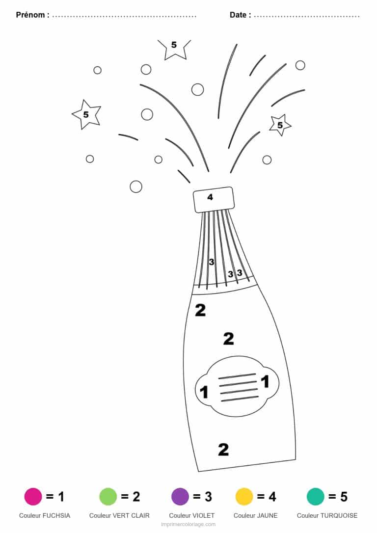 coloriage magique noel bouteille de fete, dessin gratuit &agrave; imprimer