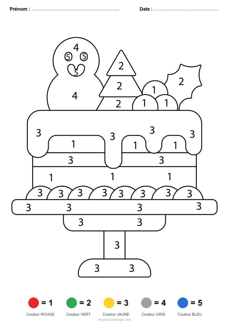 coloriage magique noel buche de noel, dessin gratuit &agrave; imprimer
