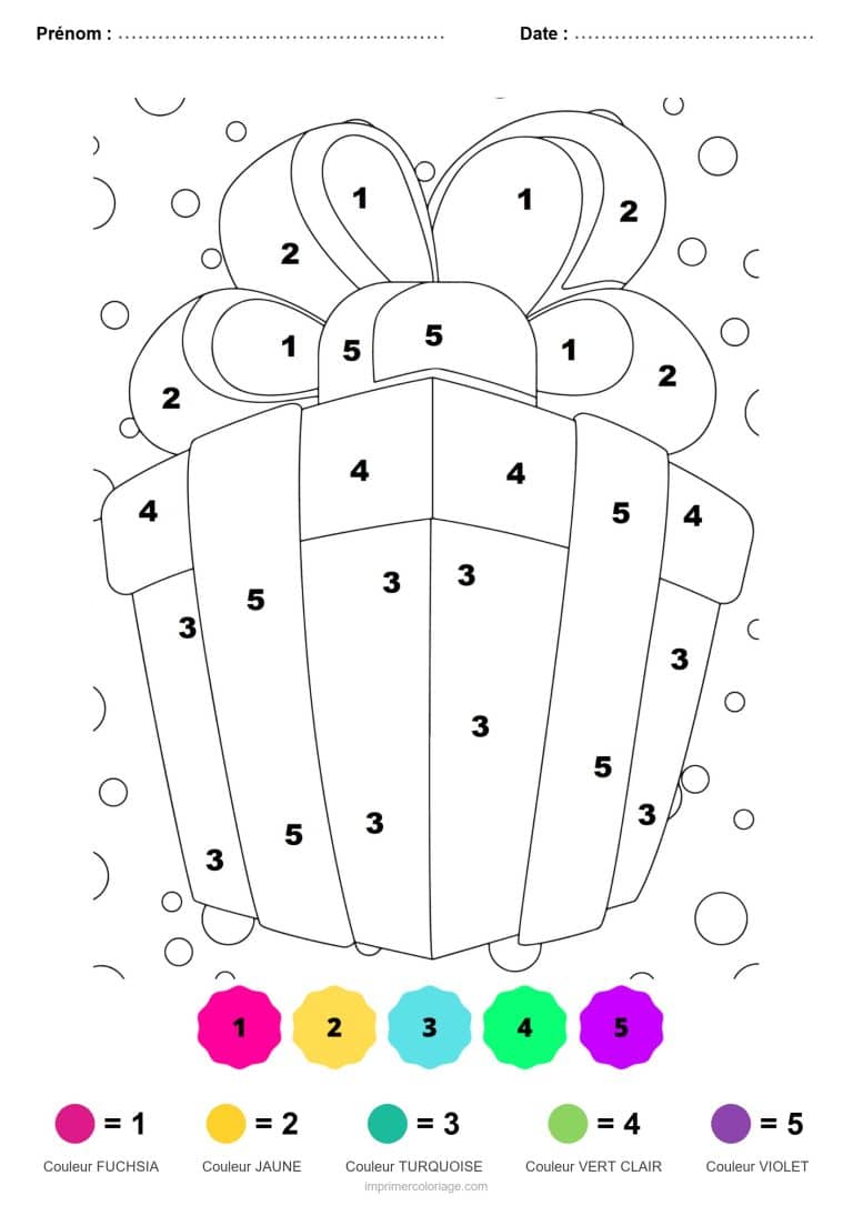 coloriage magique noel cadeau, dessin gratuit &agrave; imprimer