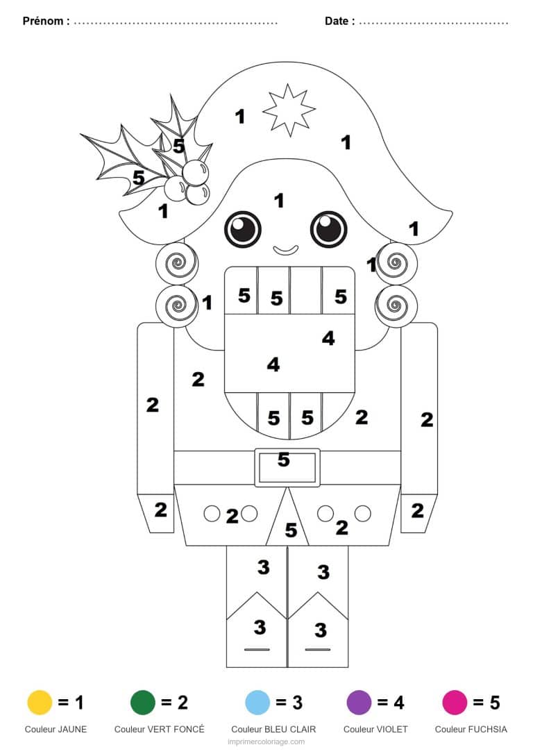 coloriage magique noel casse noisette, dessin gratuit &agrave; imprimer