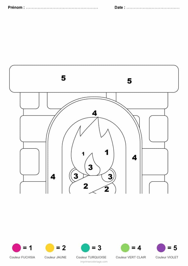 coloriage magique noel cheminee de noel, dessin gratuit &agrave; imprimer