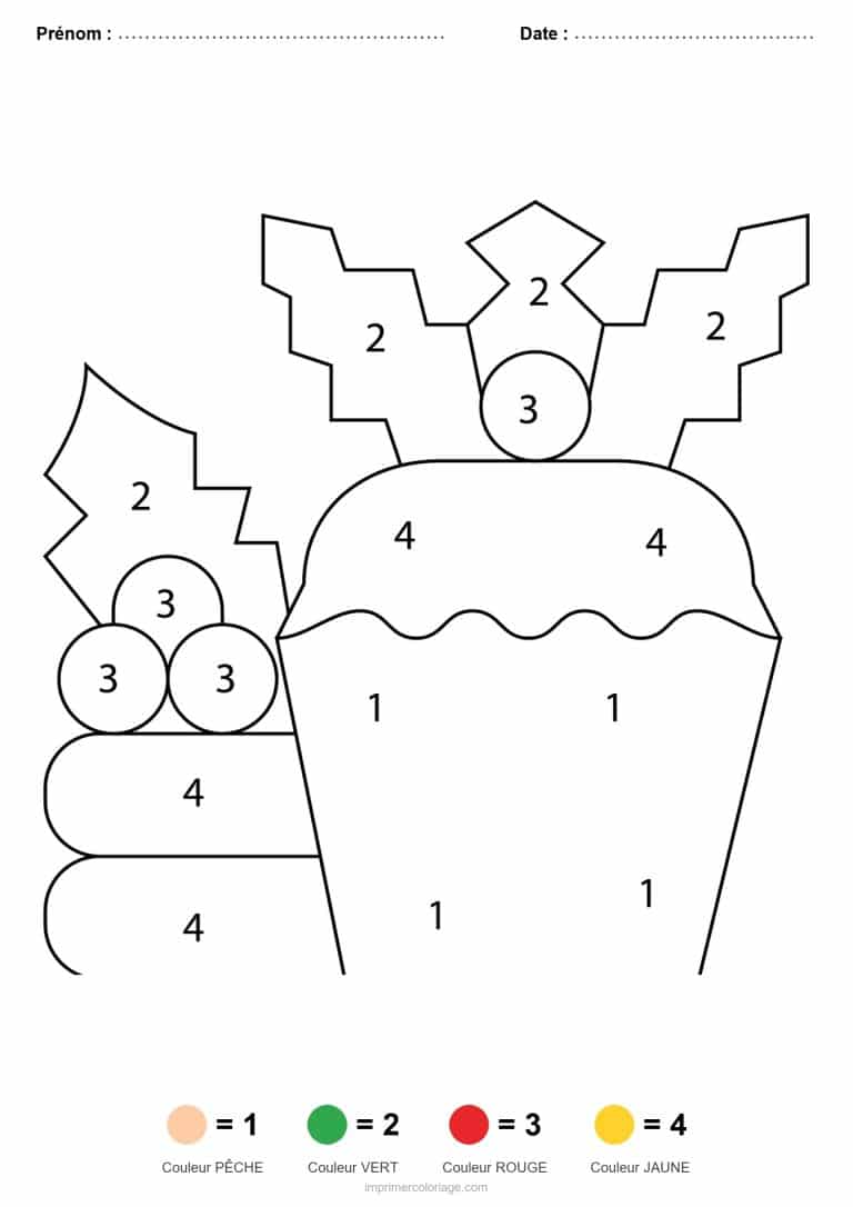 coloriage magique noel cupcake de noel, dessin gratuit &agrave; imprimer