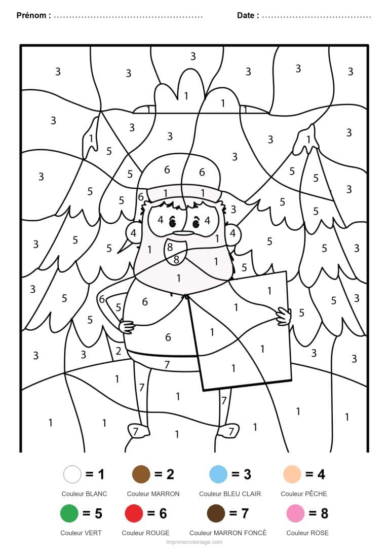 coloriage magique noel enfant en hiver, dessin gratuit &agrave; imprimer