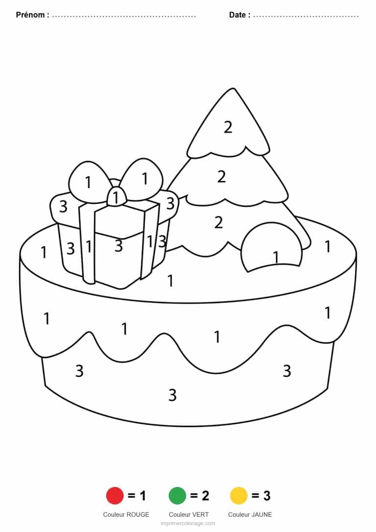 coloriage magique noel gateau de noel, dessin gratuit &agrave; imprimer