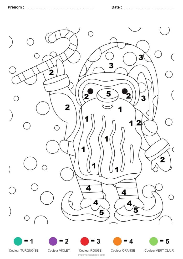 coloriage magique noel lutin au sucre d orge, dessin gratuit &agrave; imprimer