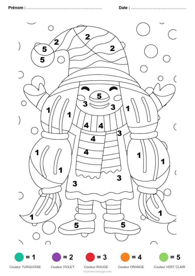 coloriage magique noel lutin souriant, dessin gratuit &agrave; imprimer