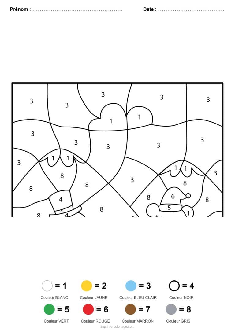 coloriage magique noel lutins de noel, dessin gratuit &agrave; imprimer