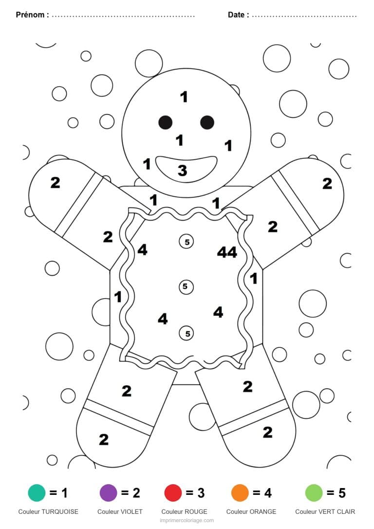 coloriage magique noel pain d epices au tablier, dessin gratuit &agrave; imprimer