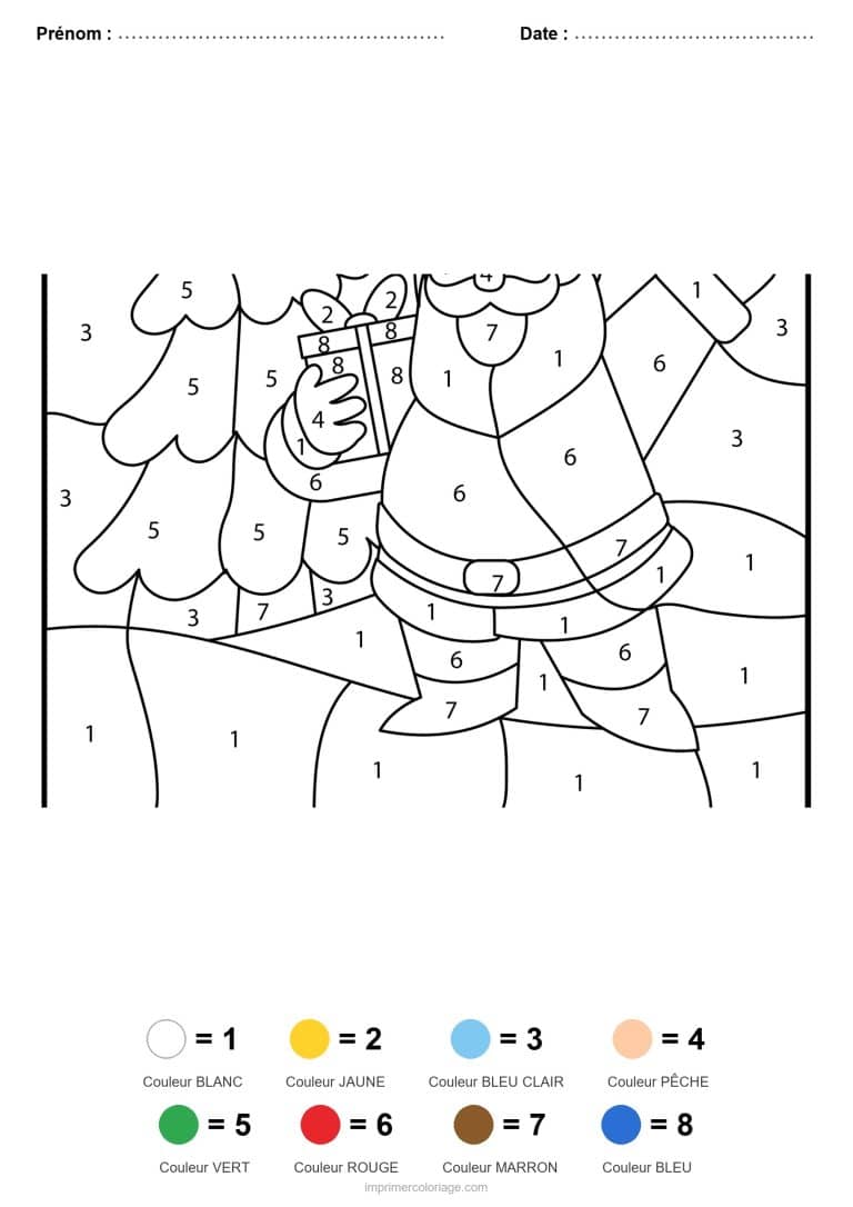 coloriage magique noel pere noel 2, dessin gratuit &agrave; imprimer