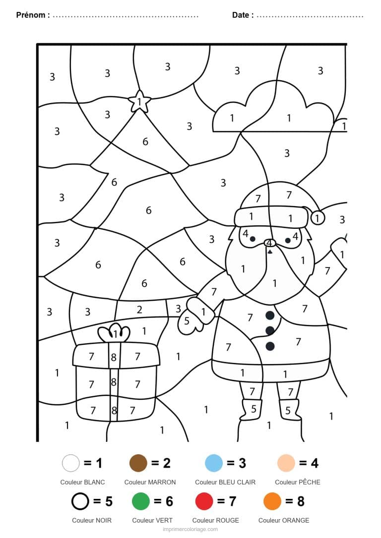 coloriage magique noel pere noel, dessin gratuit &agrave; imprimer