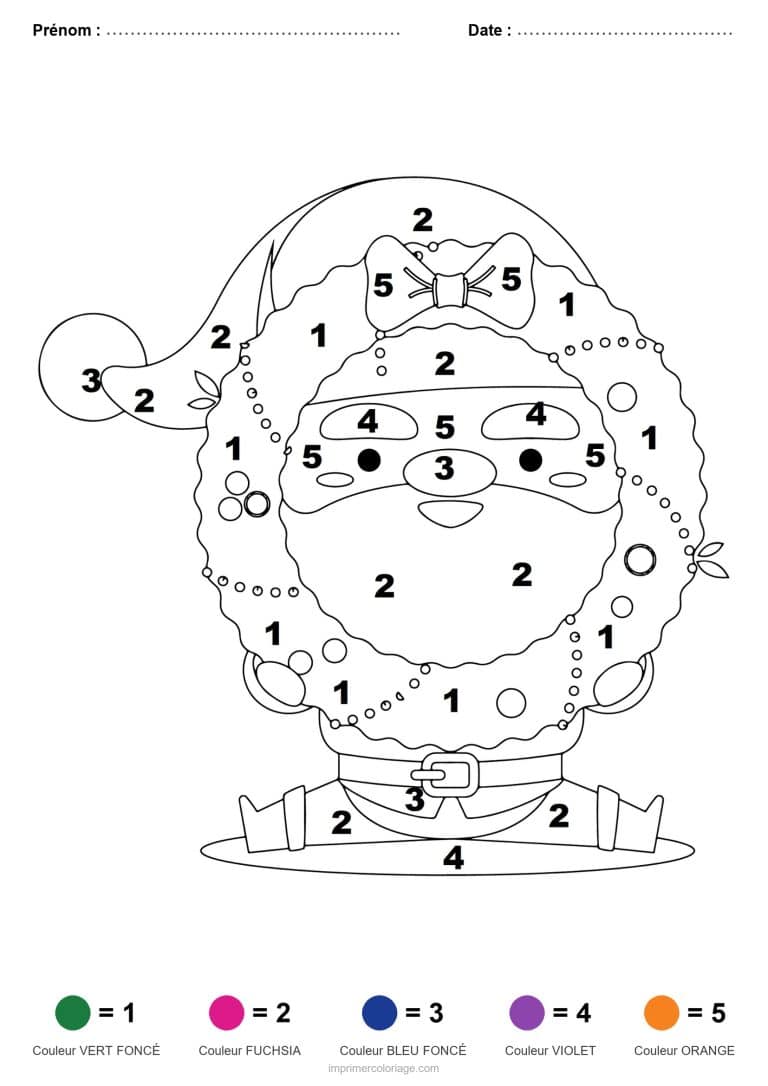 coloriage magique noel pere noel a la couronne, dessin gratuit &agrave; imprimer