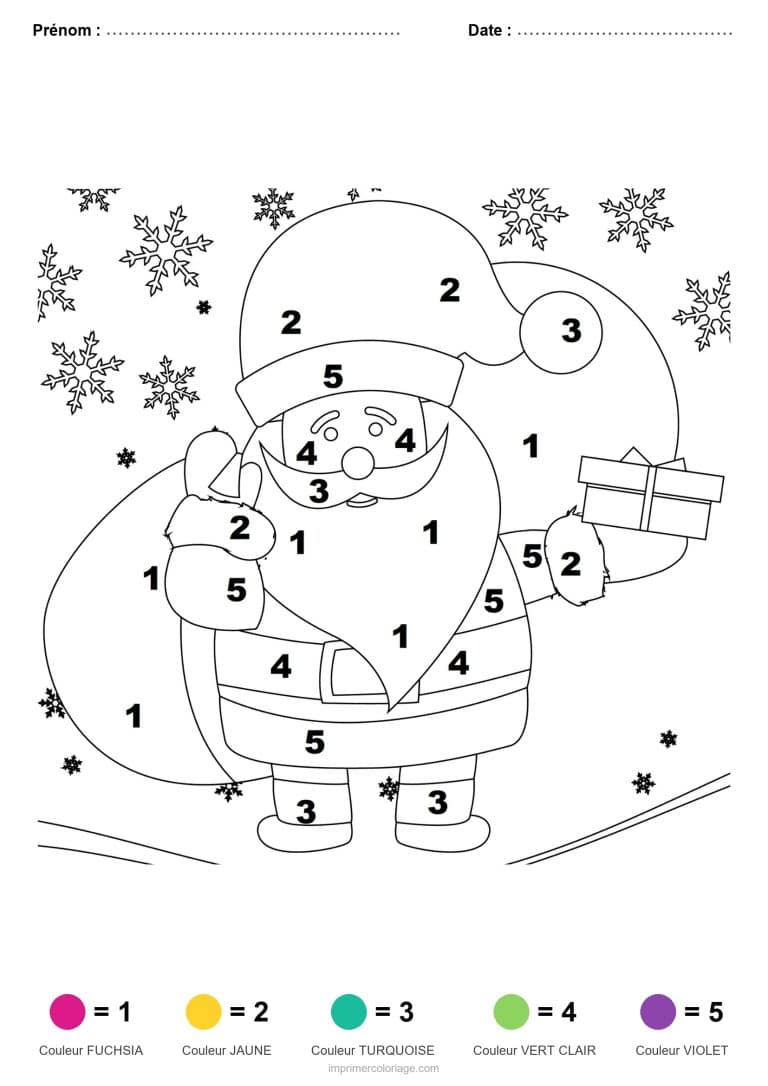 coloriage magique noel pere noel a la hotte 2, dessin gratuit &agrave; imprimer