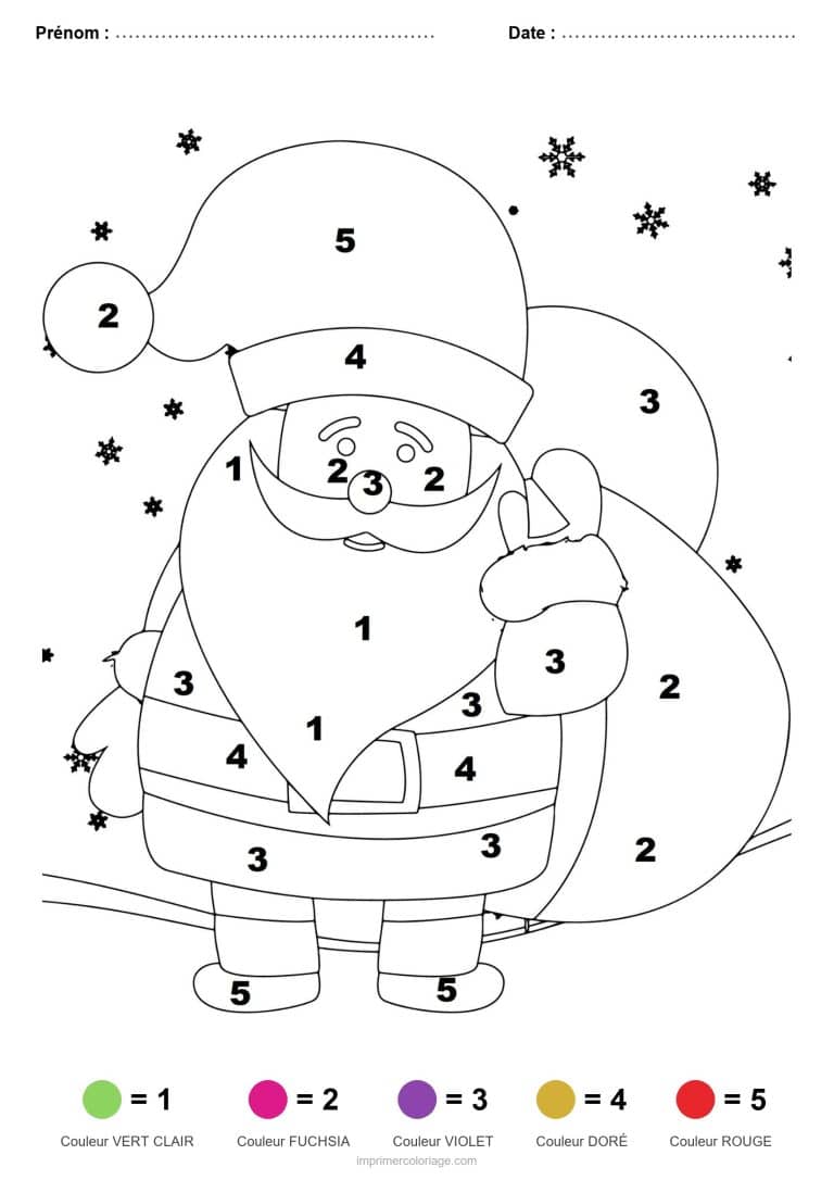 coloriage magique noel pere noel a la hotte 3, dessin gratuit &agrave; imprimer