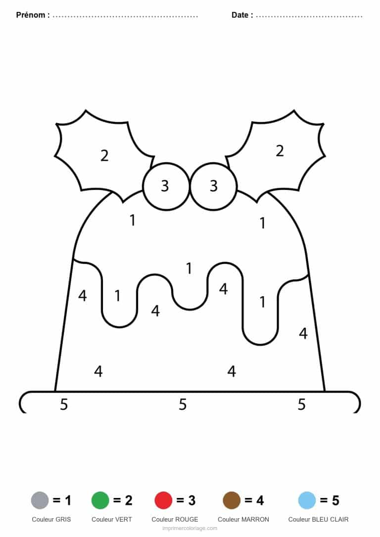 coloriage magique noel pudding de noel 2, dessin gratuit &agrave; imprimer