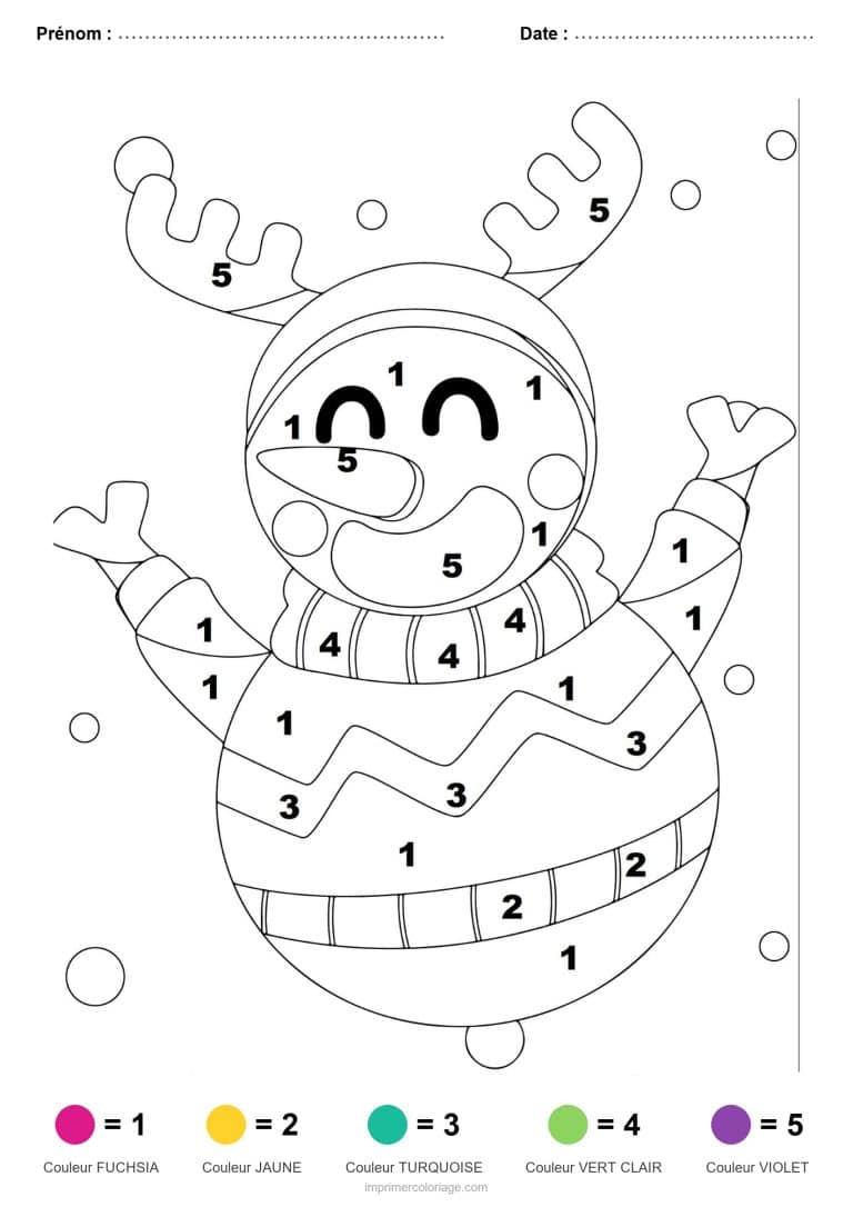 coloriage magique noel renne joyeux, dessin gratuit &agrave; imprimer