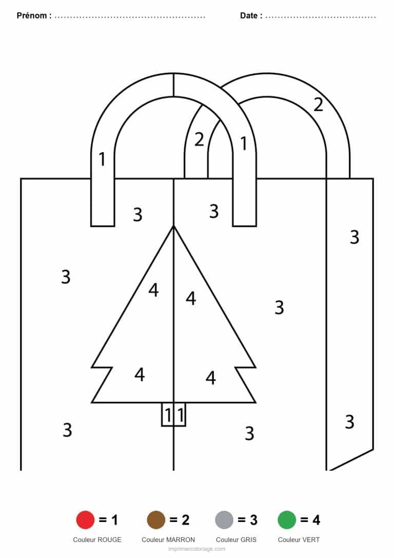 coloriage magique noel sac cadeau, dessin gratuit &agrave; imprimer