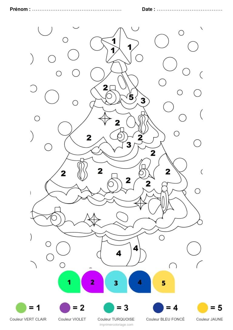 coloriage magique noel sapin de noel, dessin gratuit &agrave; imprimer