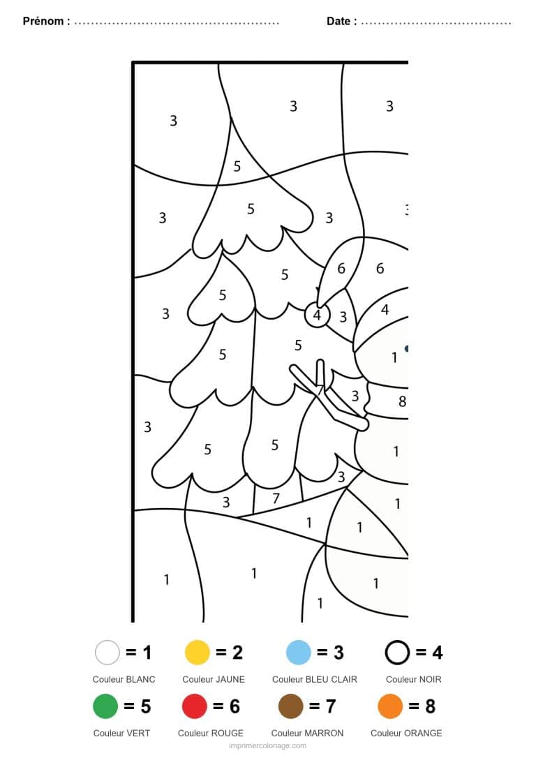 coloriage magique noel sapin decore, dessin gratuit &agrave; imprimer