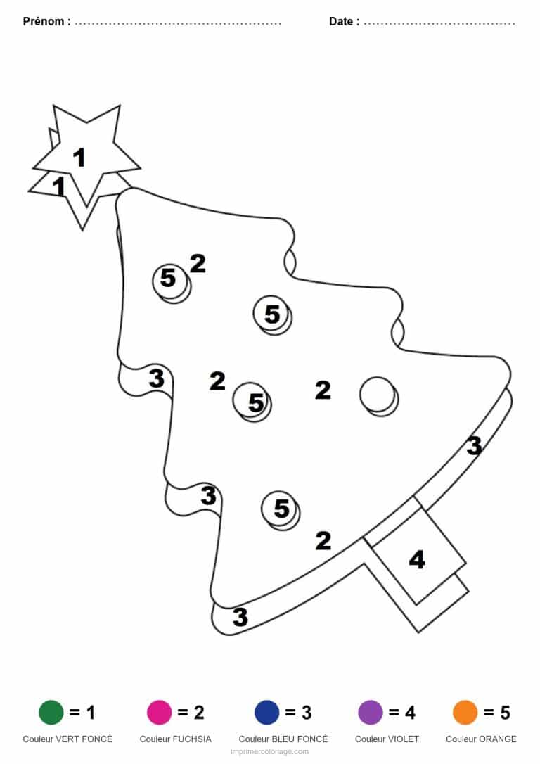 coloriage magique noel sapin en biscuit, dessin gratuit &agrave; imprimer