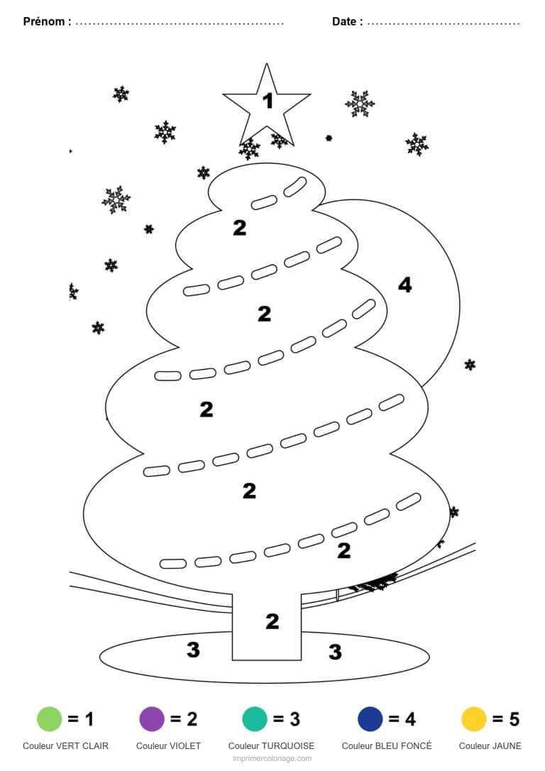coloriage magique noel sapin en spirale, dessin gratuit &agrave; imprimer