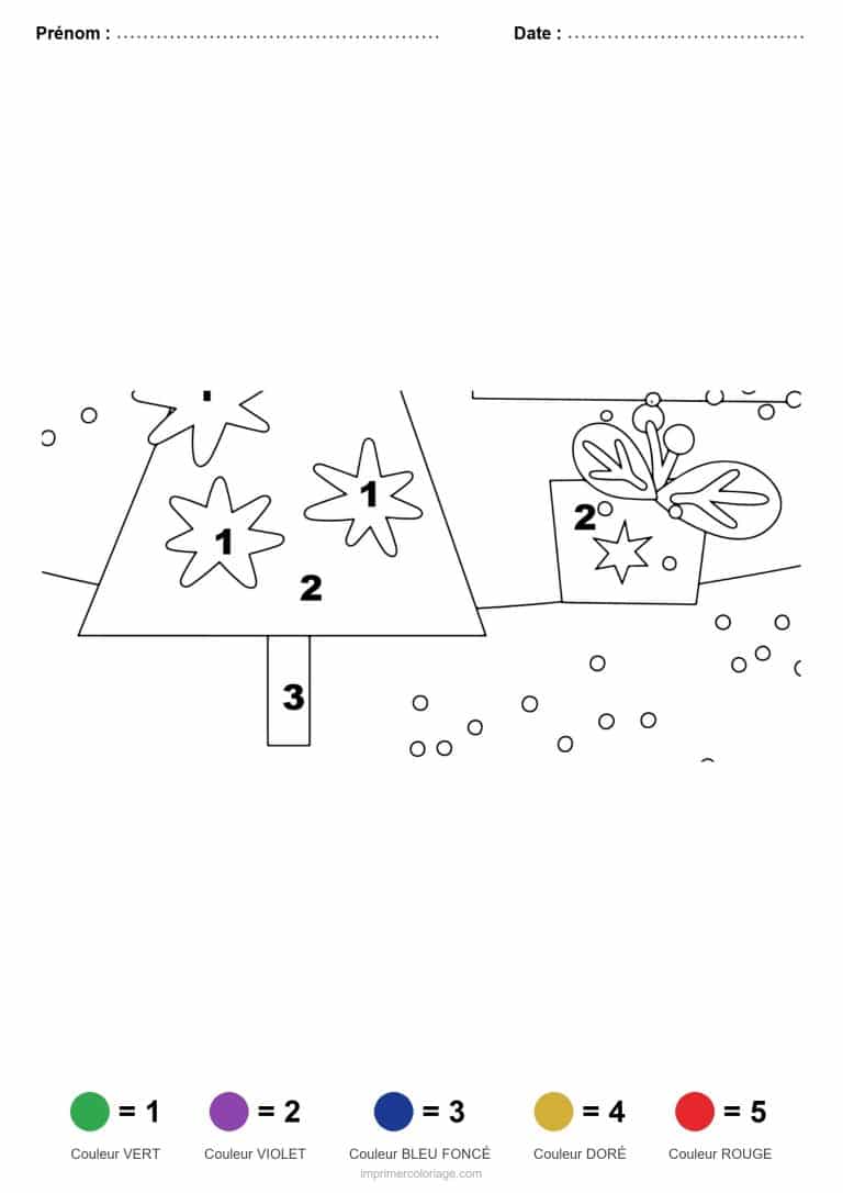 coloriage magique noel sapin et maison, dessin gratuit &agrave; imprimer