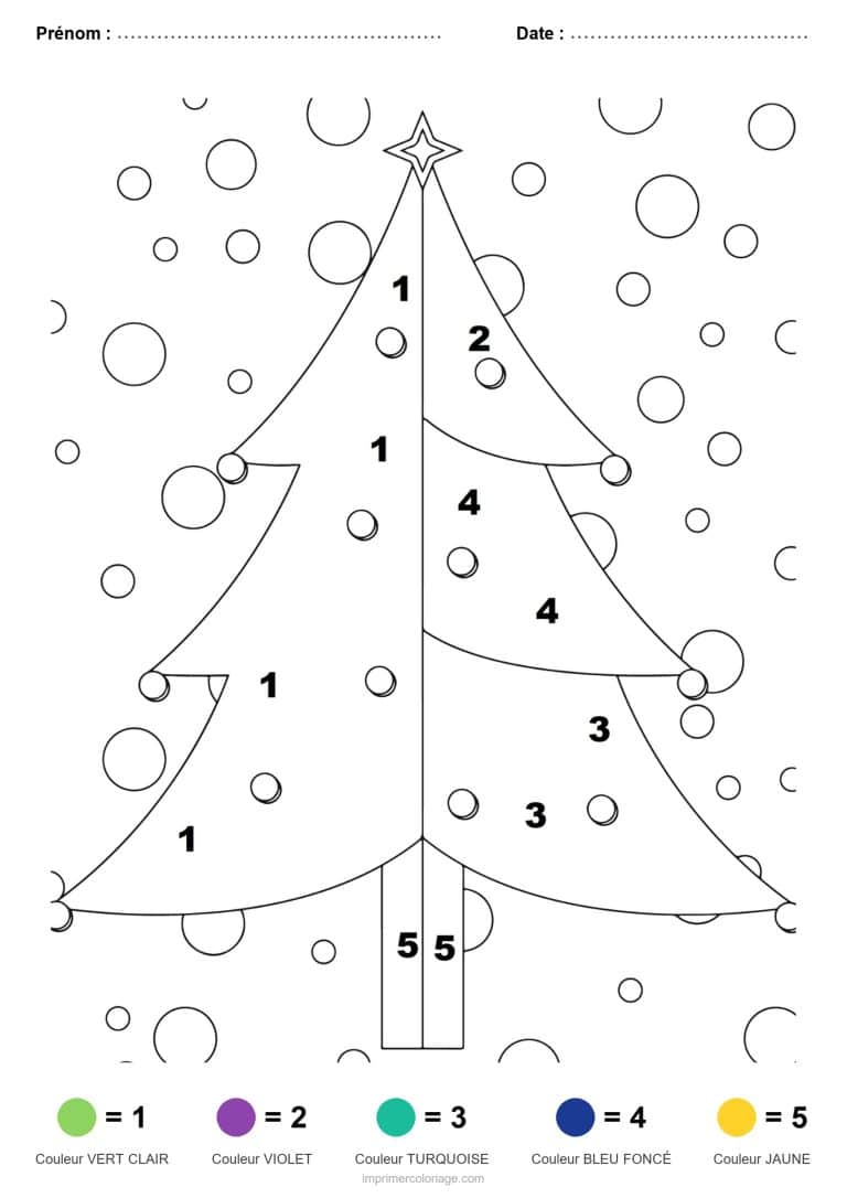 coloriage magique noel sapin etoile 2, dessin gratuit &agrave; imprimer