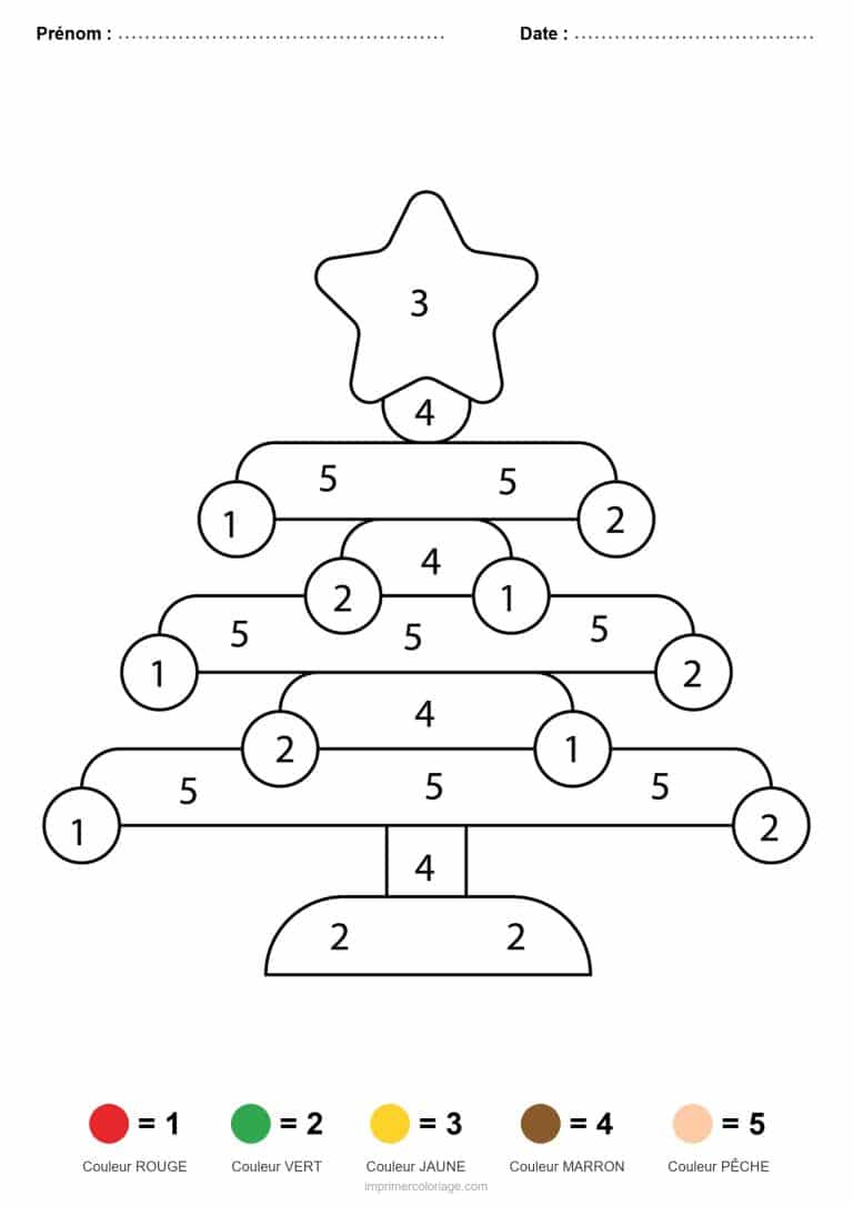 coloriage magique noel sapin etoile, dessin gratuit &agrave; imprimer