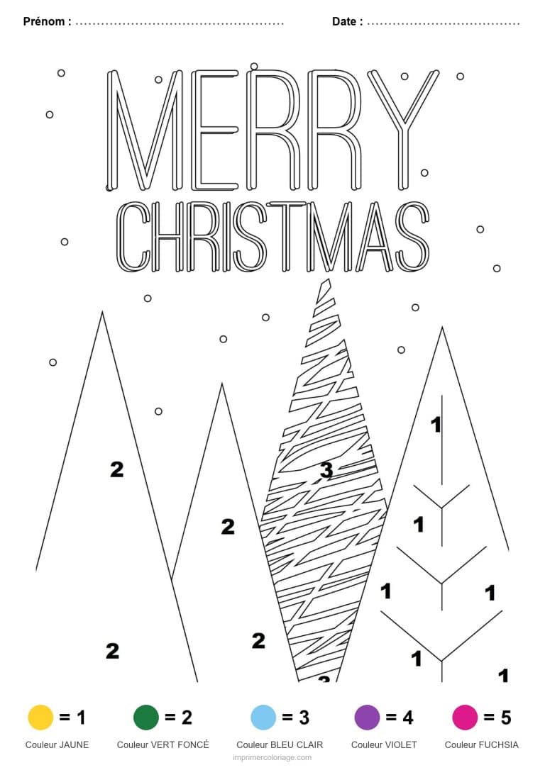 coloriage magique noel sapins stylises, dessin gratuit &agrave; imprimer